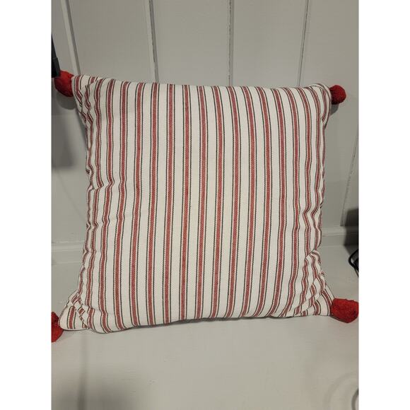 Cardinal Red Bird Decorative Throw Pillow With Pom Poms Water Color Style - Picture 5 of 5